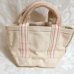 L.L. Bean Cream Tote with Red Accents
